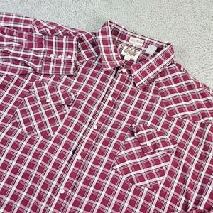 Ely Cattleman Shirt Mens 3XLT Red Plaid Long Sleeve Western Pearl Snap Tall